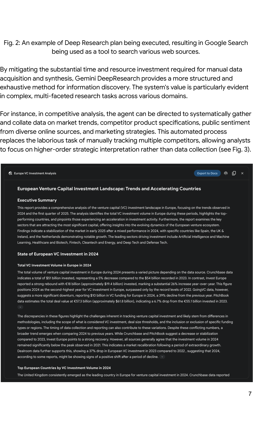 Fig. 2: An example of Deep Research plan being executed, resulting in Google Search